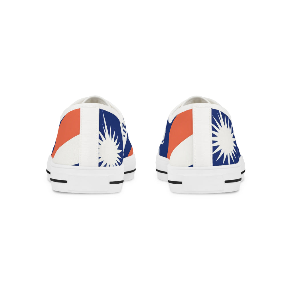 Men's Low Top Sneakers — Navy & Orange Tropical Palm Design