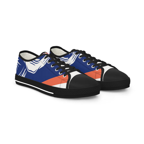 Men's Low Top Sneakers — Navy & Orange Tropical Palm Design