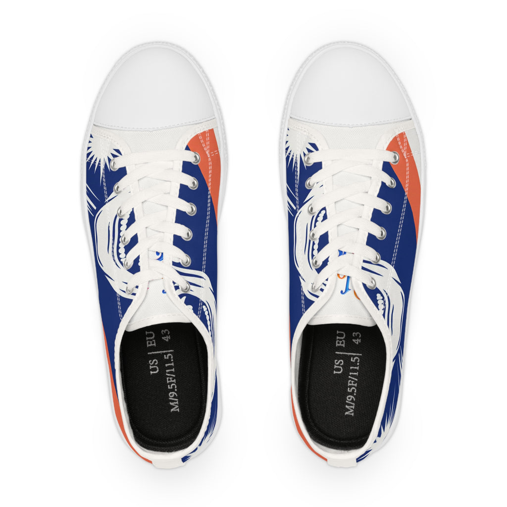 Men's Low Top Sneakers — Navy & Orange Tropical Palm Design