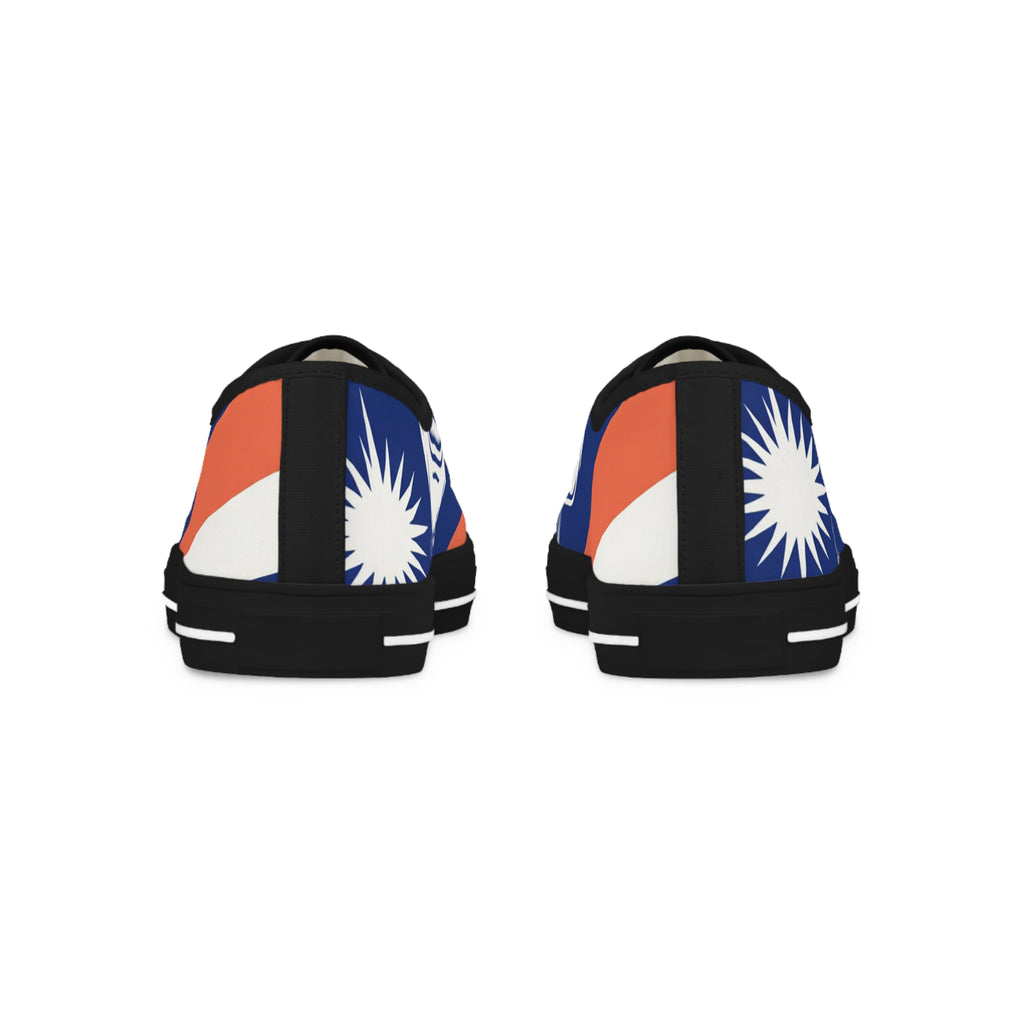 Men's Low Top Sneakers — Navy & Orange Tropical Palm Design