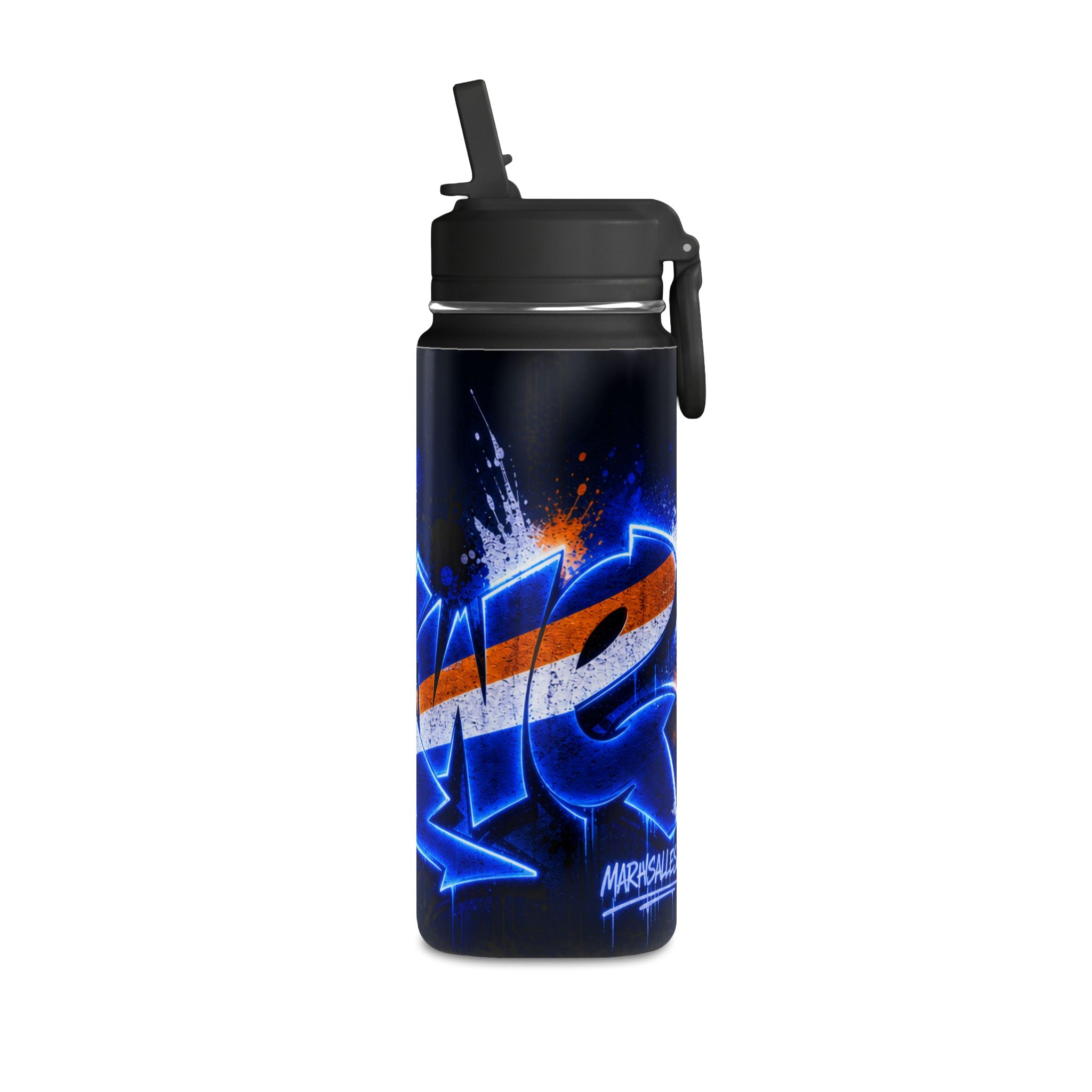 20oz Mini Water Bottle — Neon Graffiti Logo Design