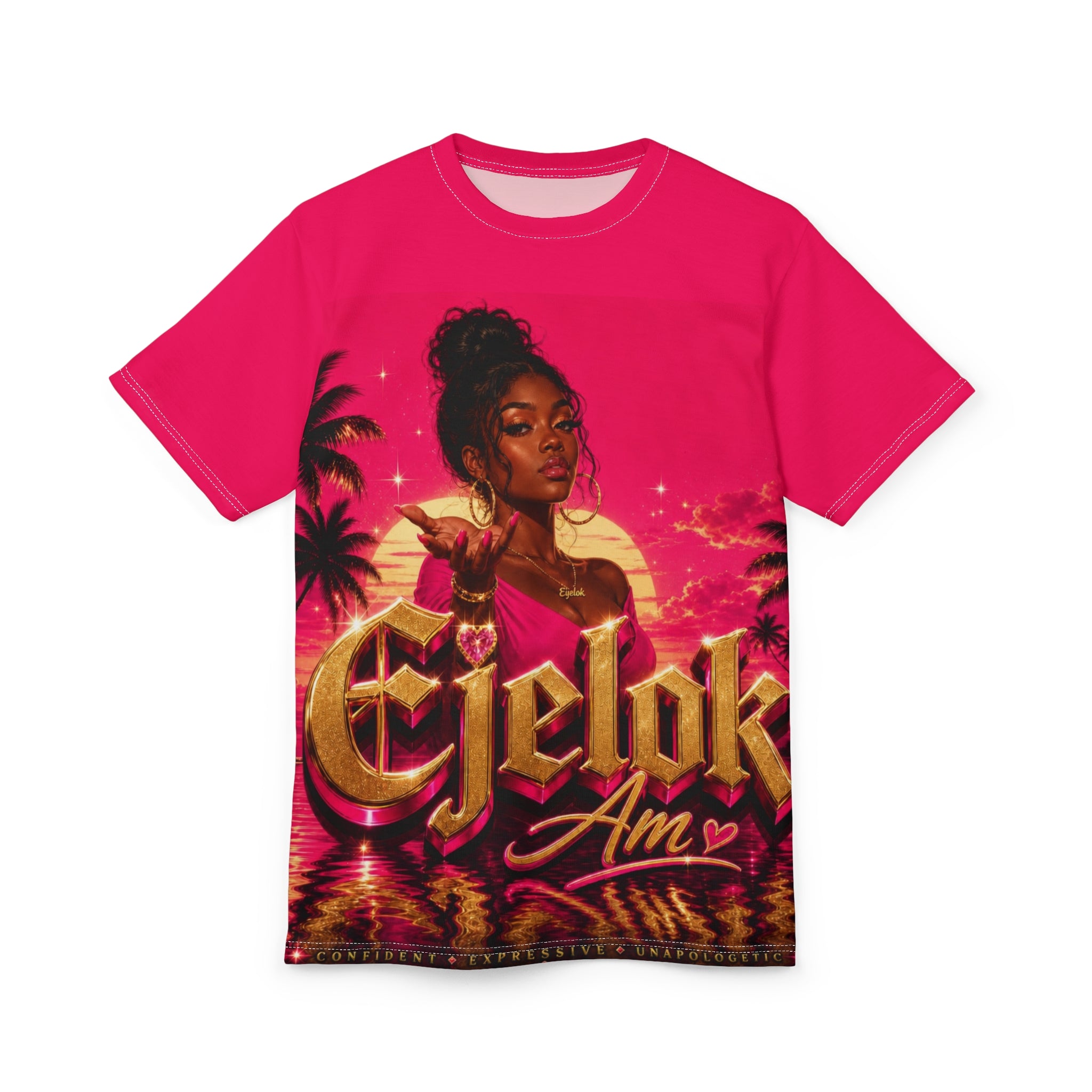 Graphic Tee — 'Cielok Am' Tropical Sunset Portrait Shirt