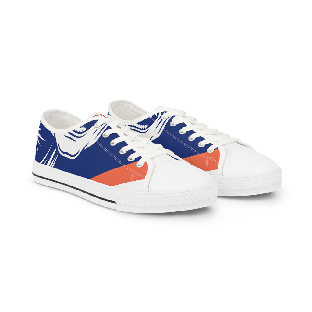 Men's Low Top Sneakers — Navy & Orange Tropical Palm Design