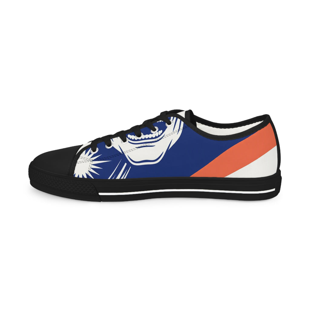 Men's Low Top Sneakers — Navy & Orange Tropical Palm Design