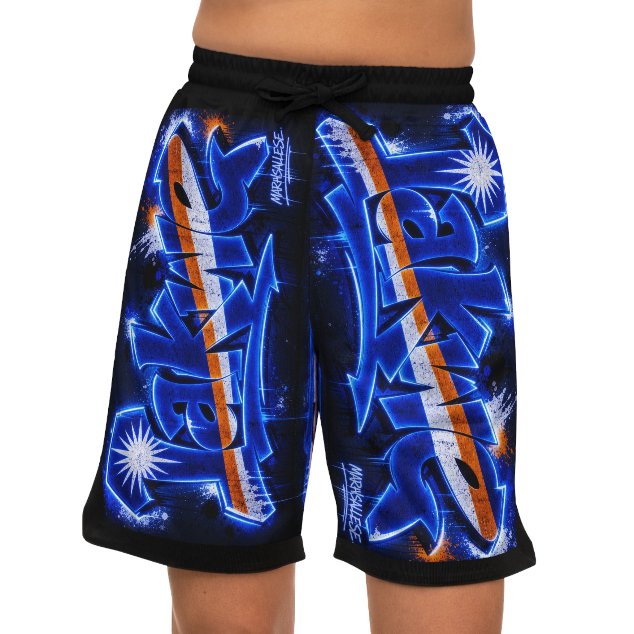 Basketball Rib Shorts — Bold All-Over-Print Streetwear