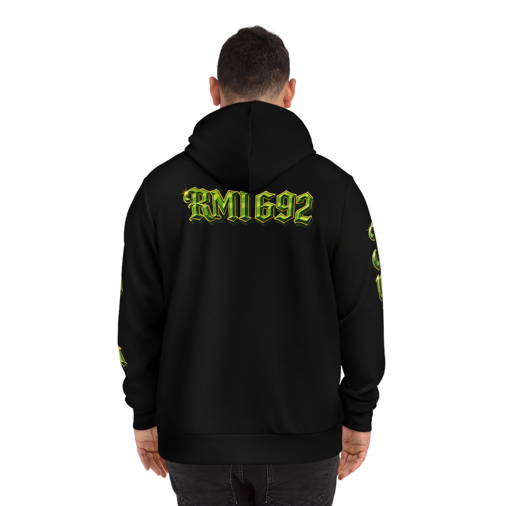 Floral Gothic Hoodie — Green Clover Crest Streetwear