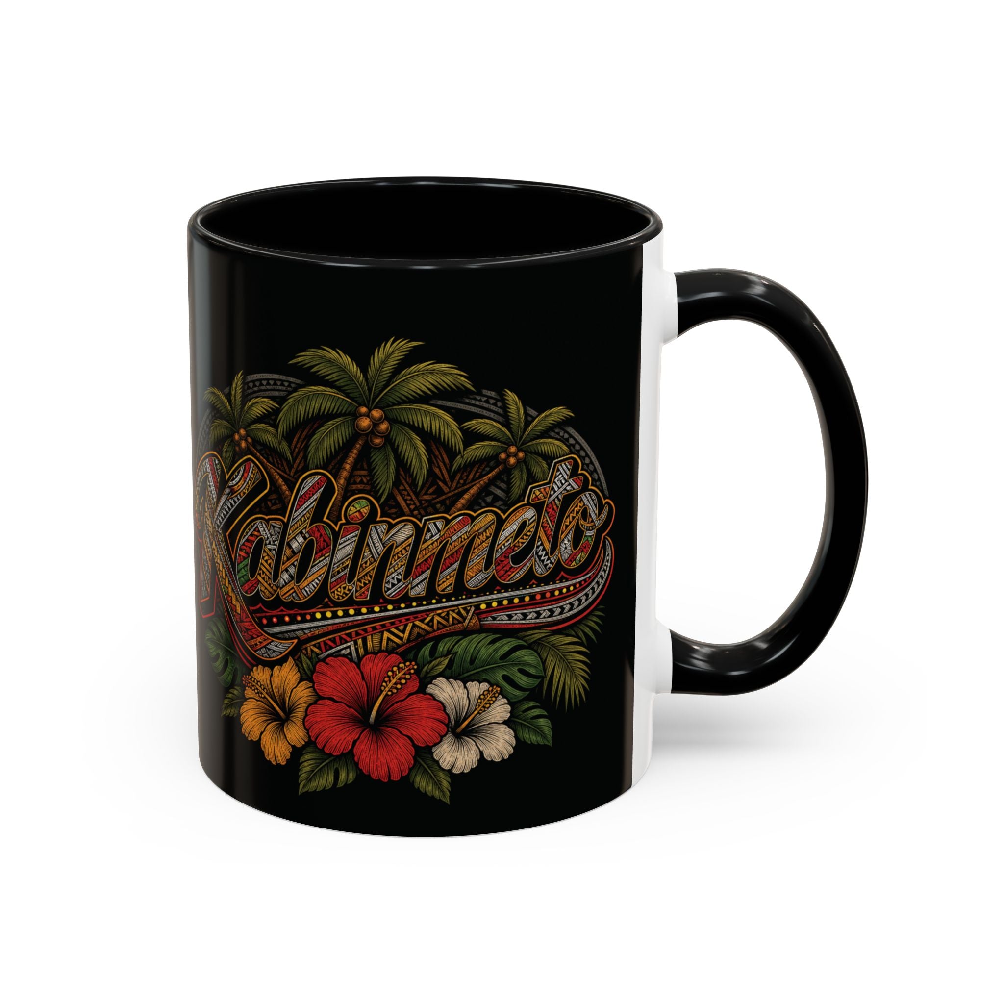Vintage Hawaiian Coffee Mug — 'Coffee Tirik' Tropical Floral Accent Mug (11/15oz)
