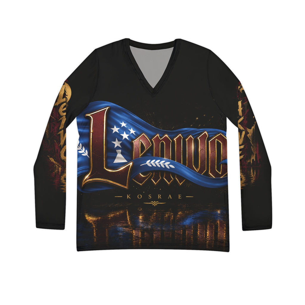 Patriotic 'Lemvig' Women's V-Neck Long Sleeve Shirt