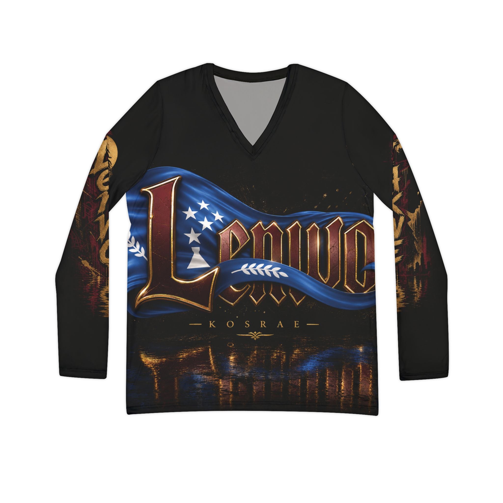 Patriotic 'Lemvig' Women's V-Neck Long Sleeve Shirt