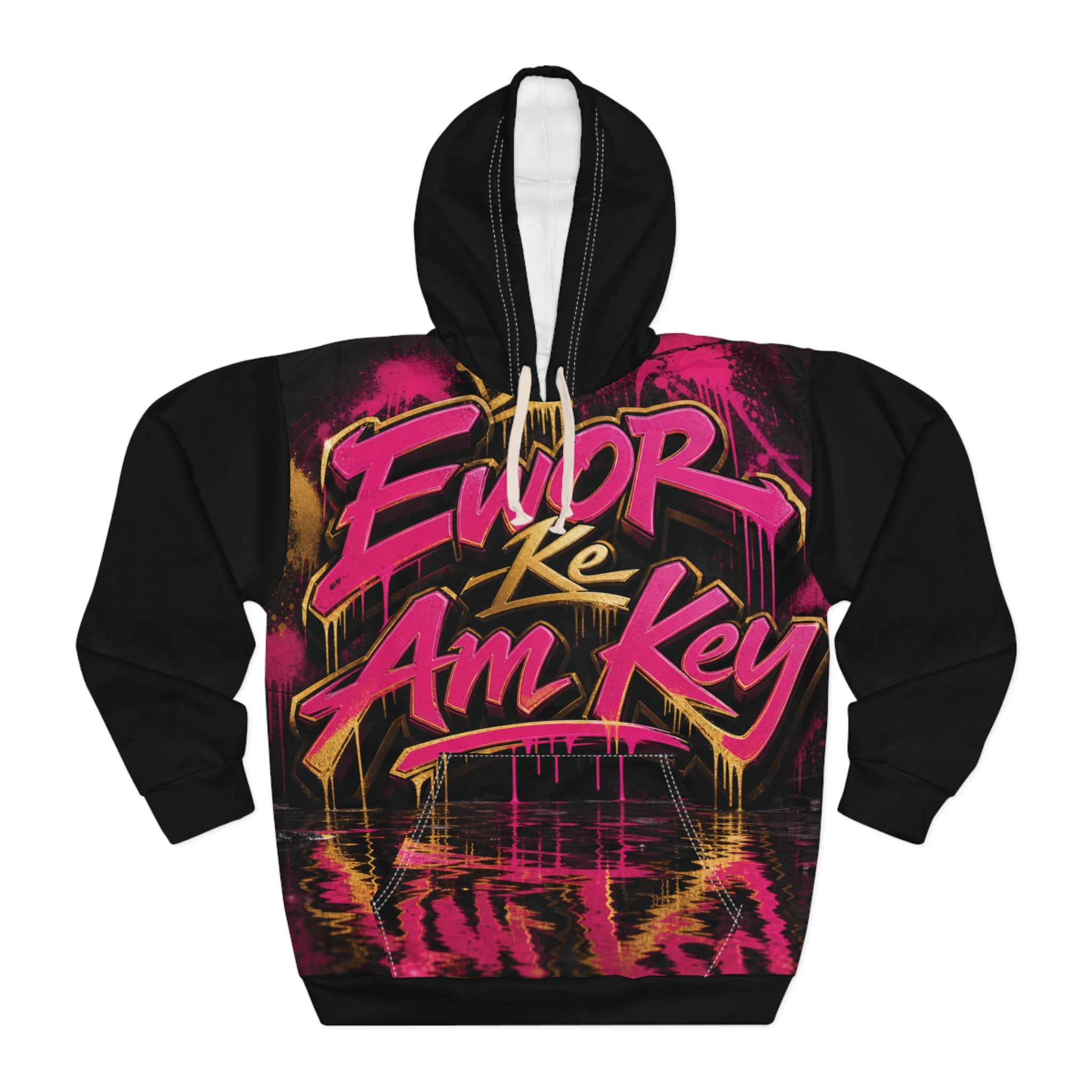 Graffiti Crown Hoodie — Bold Neon 'Ewor Ke Am Key / Ne Ejelok' Streetwear Pullover