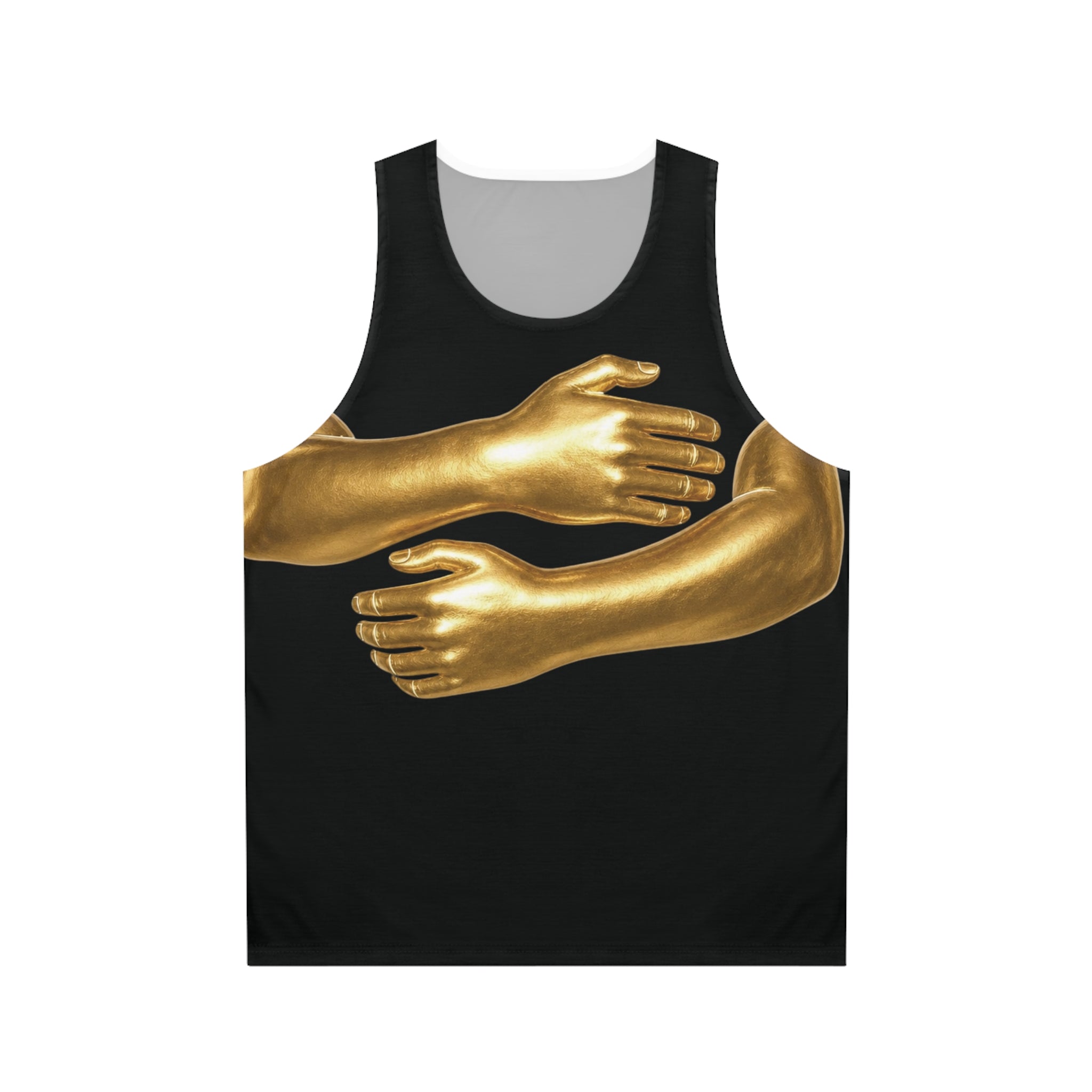 Gold Embrace Graphic Tank Top — Black Street Art AOP