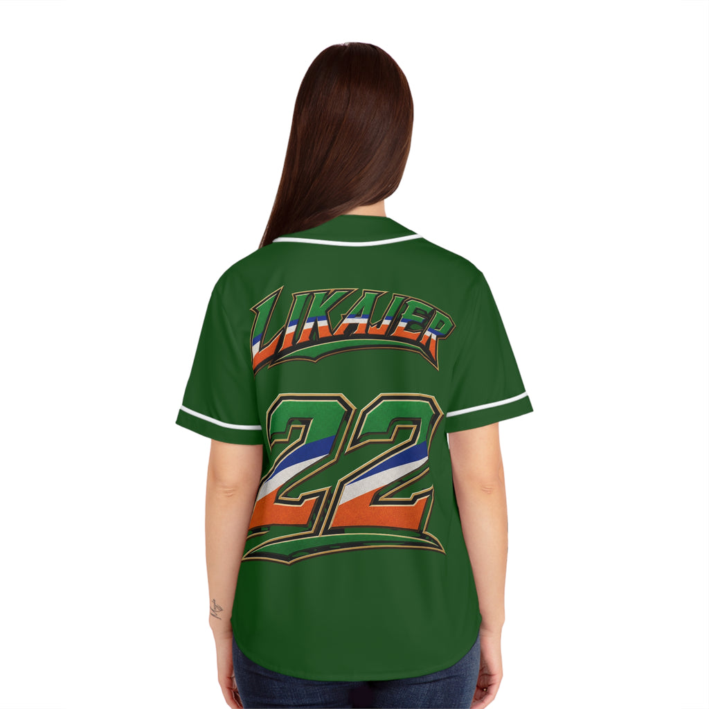 Green 'Kwalien' Women's Baseball Jersey – Retro Racing Graphic & Number 22