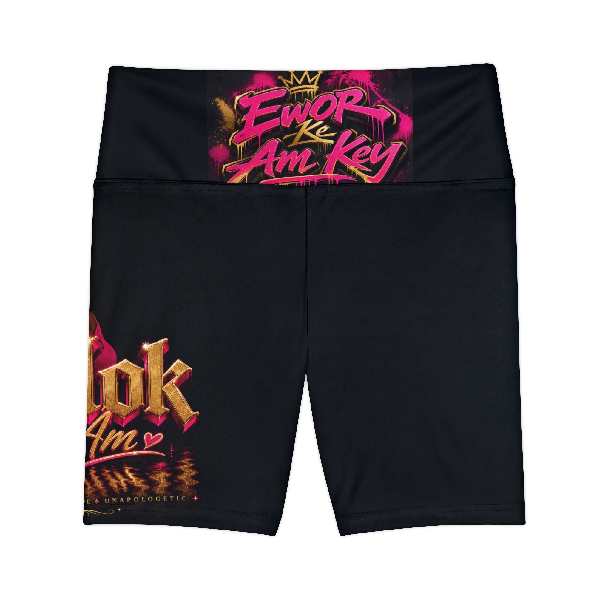 Ewor Ke Am Key Women's Workout Shorts — Afrobeat Queen Graphic Activewear