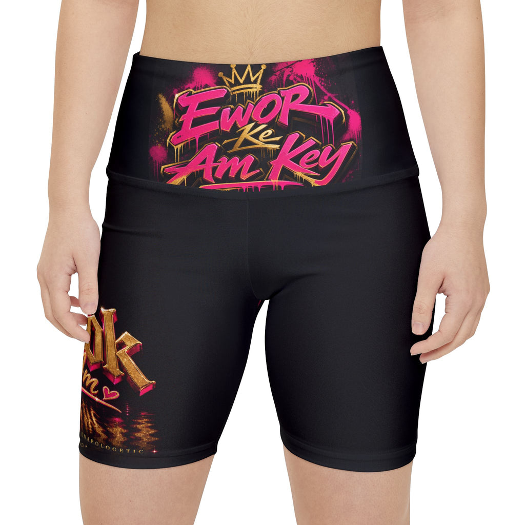 Ewor Ke Am Key Women's Workout Shorts — Afrobeat Queen Graphic Activewear
