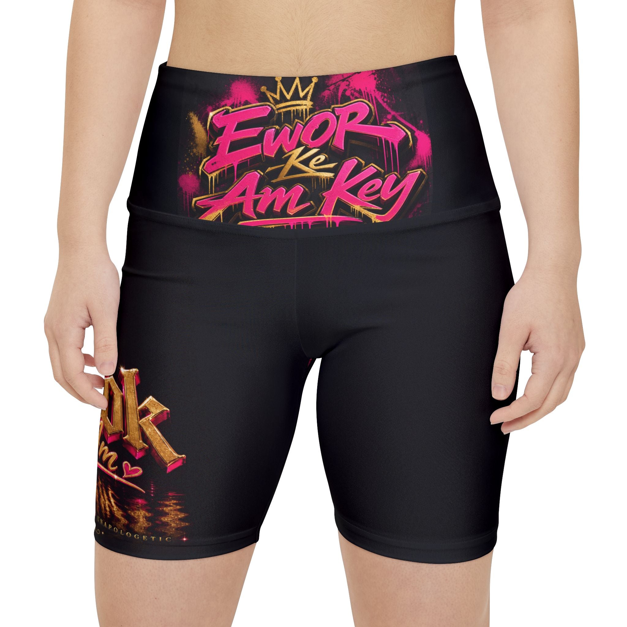 Ewor Ke Am Key Women's Workout Shorts — Afrobeat Queen Graphic Activewear