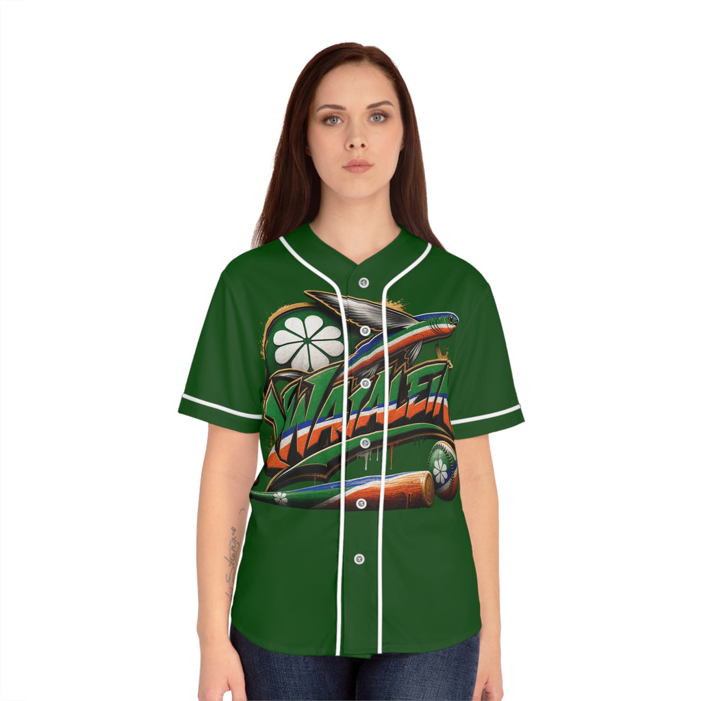 Green 'Kwalien' Women's Baseball Jersey – Retro Racing Graphic & Number 22