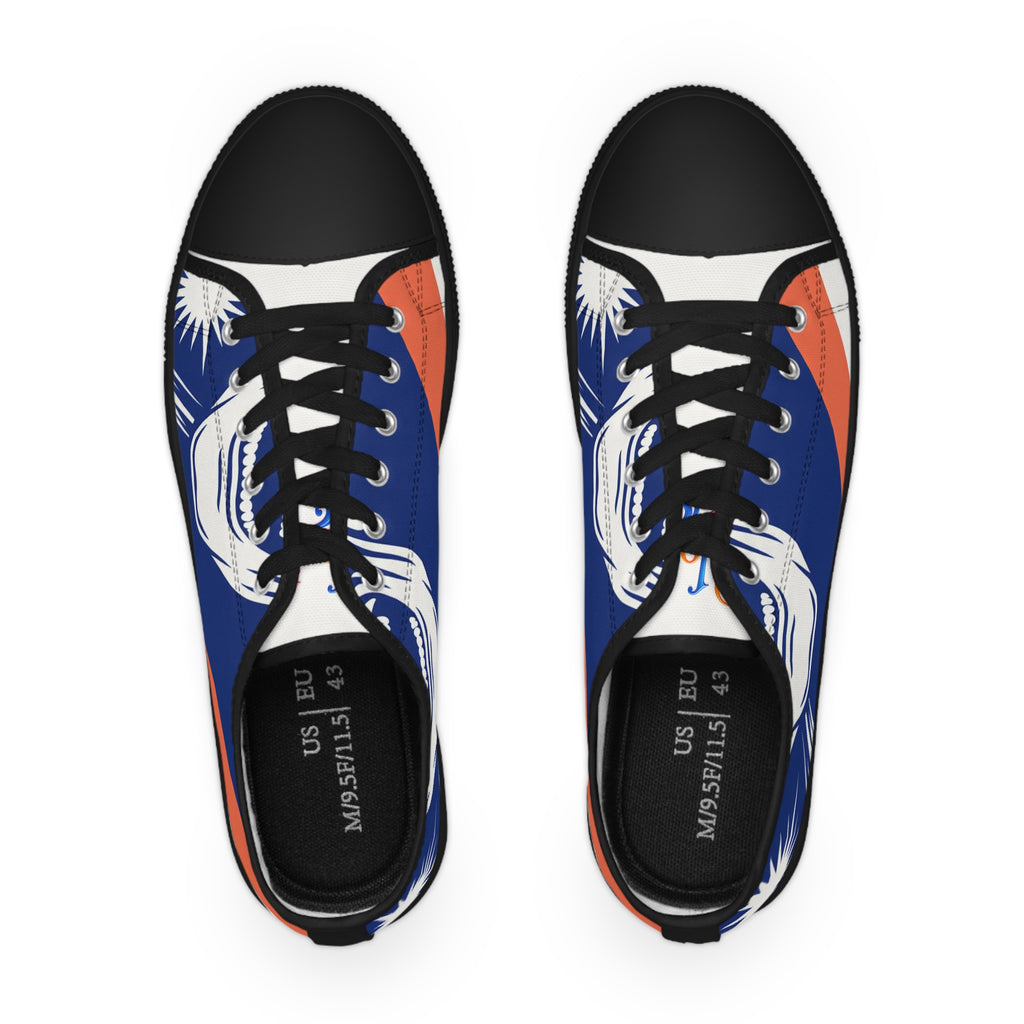 Men's Low Top Sneakers — Navy & Orange Tropical Palm Design
