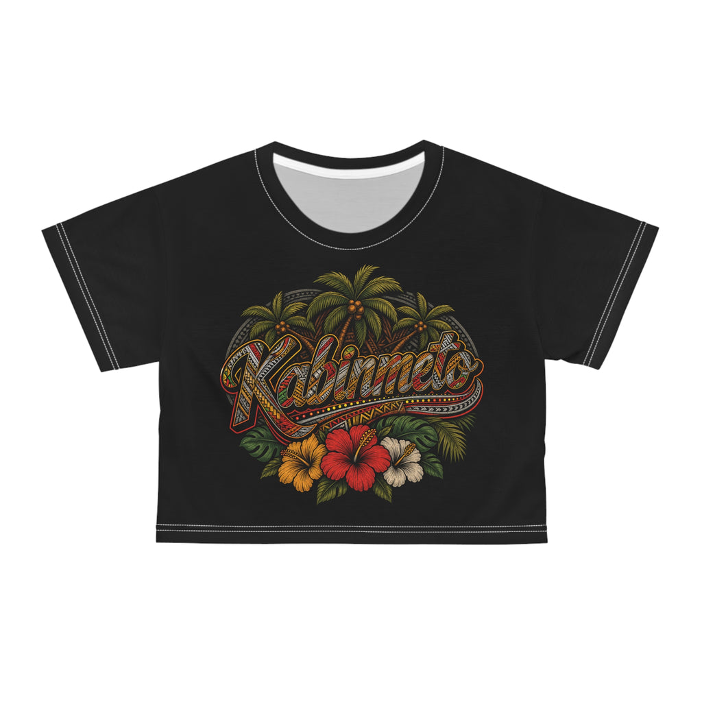 Kahuna Surf Tropical Crop Tee — Hawaiian Hibiscus Palm Beach Vibes