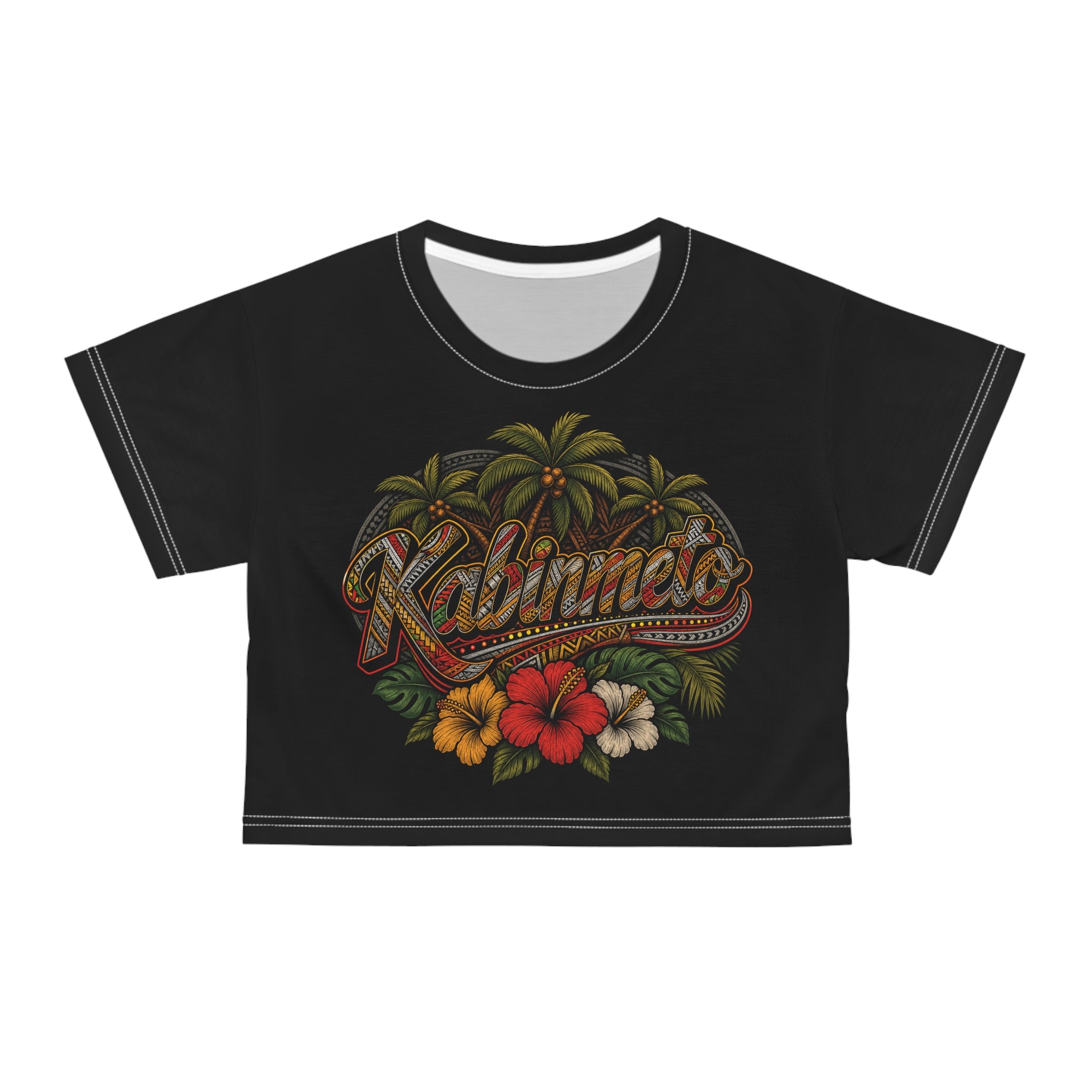 Kahuna Surf Tropical Crop Tee — Hawaiian Hibiscus Palm Beach Vibes