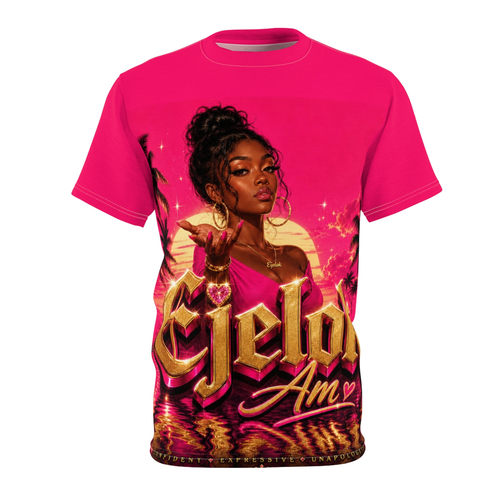 Graphic Tee — 'Cielok Am' Tropical Sunset Portrait Shirt