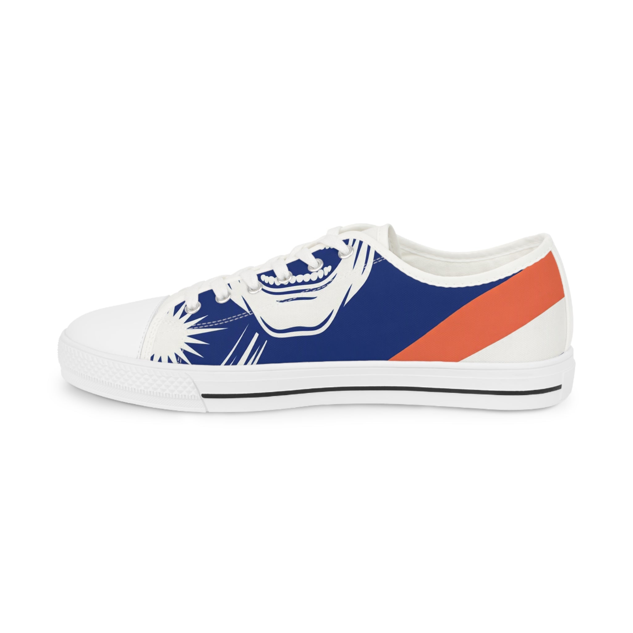 Men's Low Top Sneakers — Navy & Orange Tropical Palm Design